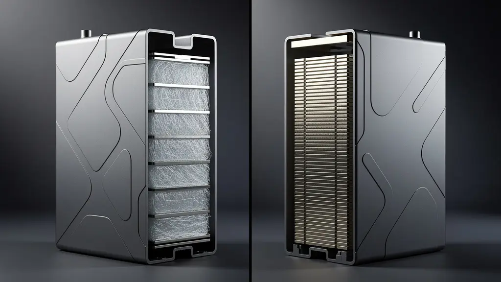 Technical cutaway comparison of AGM and EFB battery internal structures