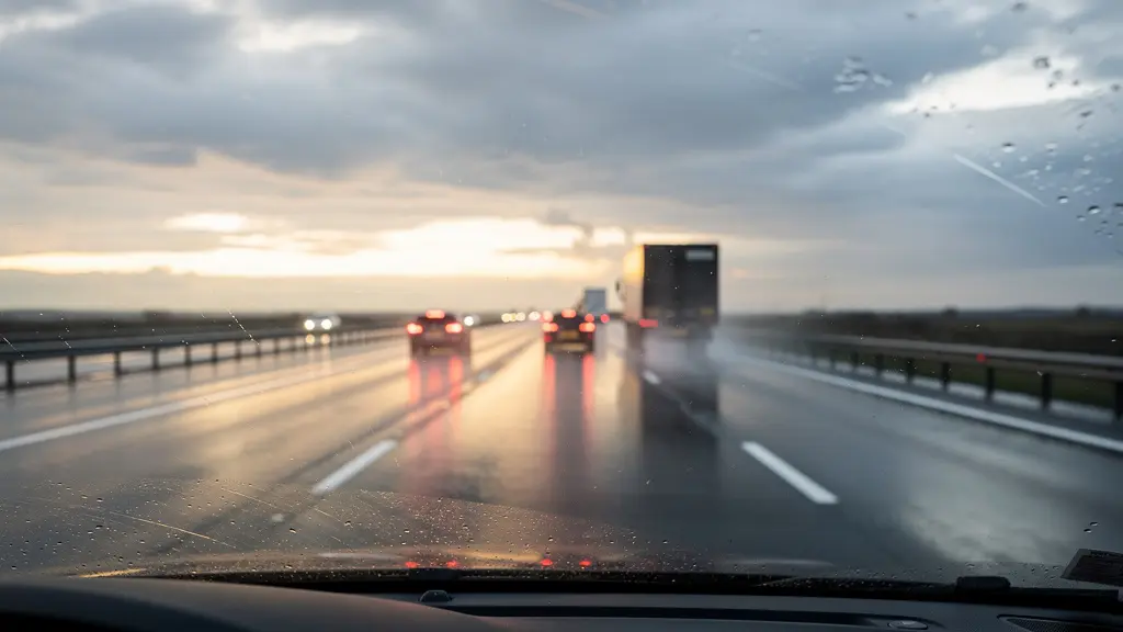 Driver perspective showing multiple road hazards with heightened awareness visualization