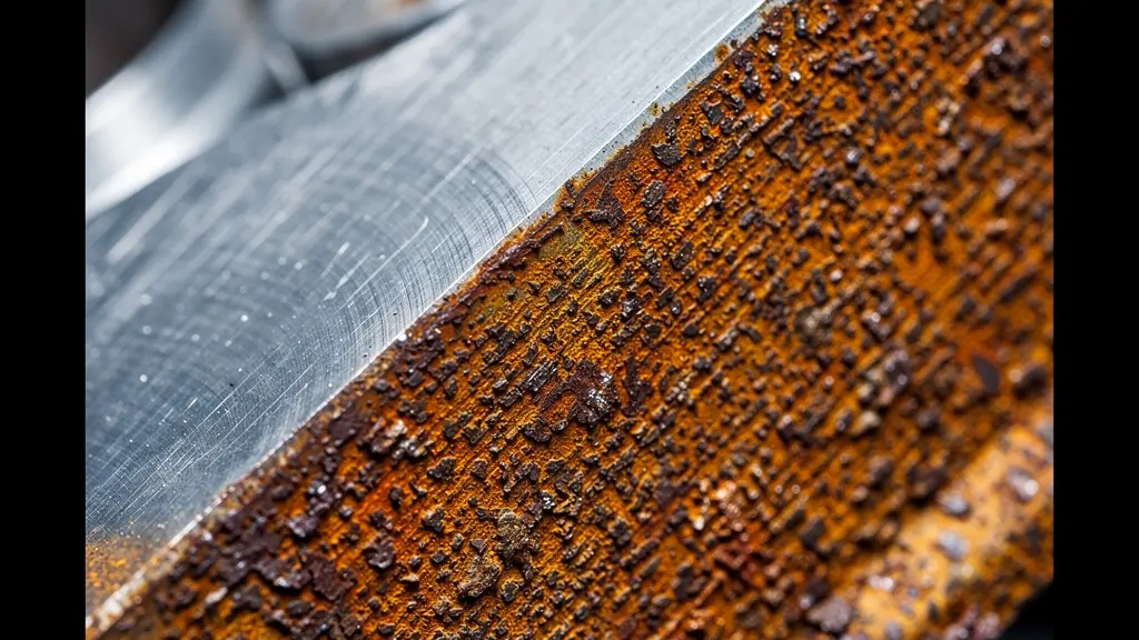 Extreme close-up of corrosion effects on engine components