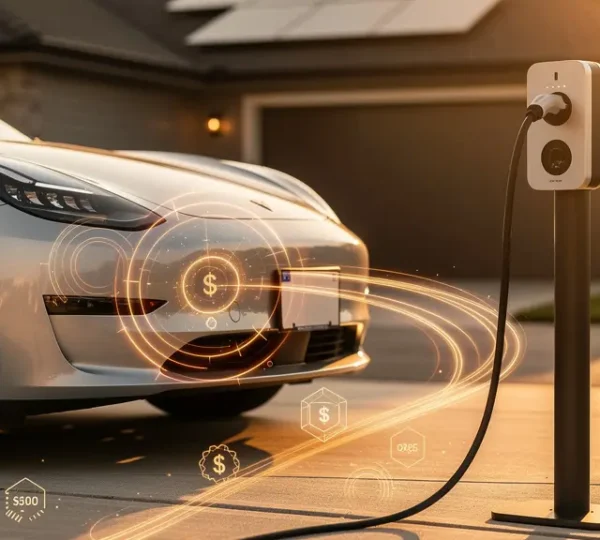 Electric car charging at home with visible cost savings elements
