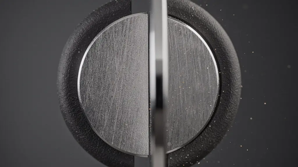 Extreme macro close-up of a brandless magnetic car mount surface and a thin metal plate, showing texture and alignment without any phone screen.