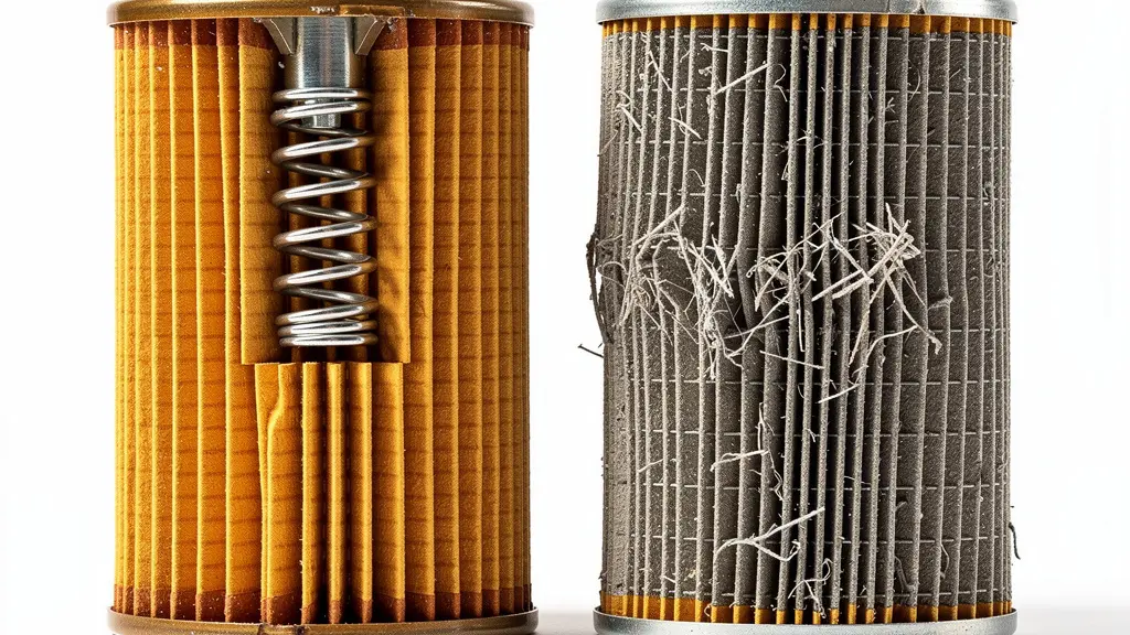 Cross-section comparison of genuine versus counterfeit oil filter internals