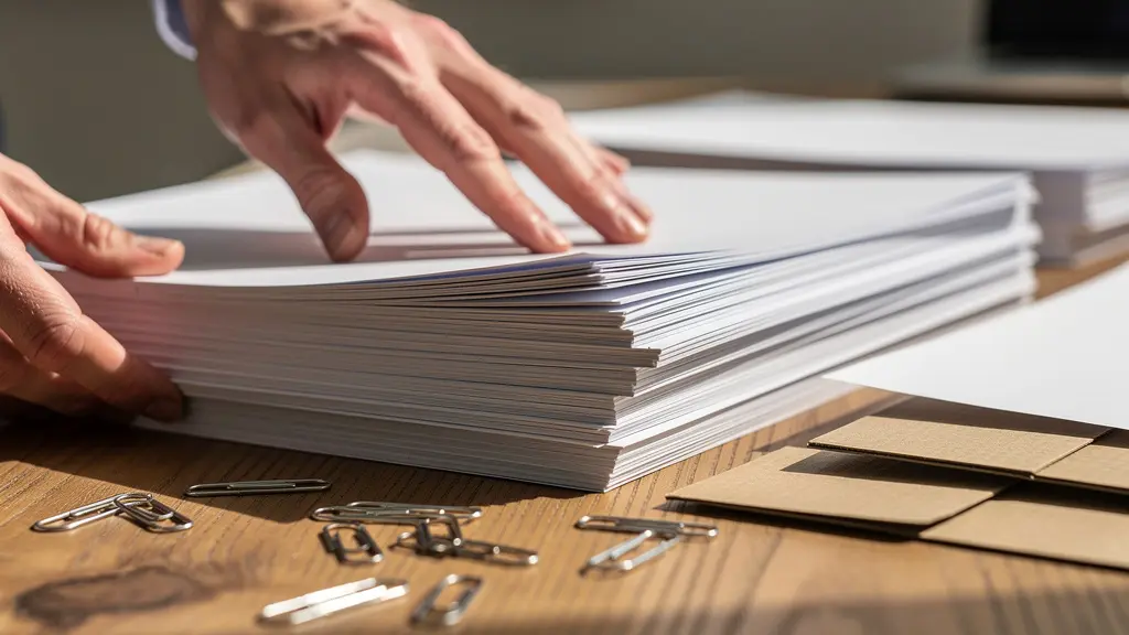 Desktop workspace with organized paperwork and digital filing system for ZEZ exemption application